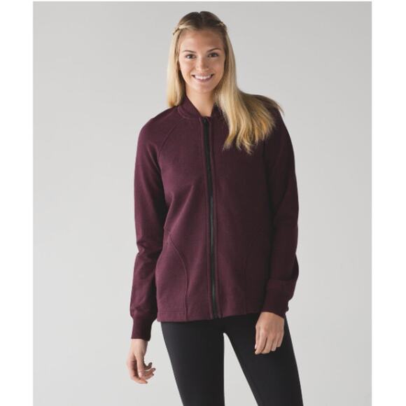 Lululemon Pleat To Street Bomber Heathered Bordeaux Drama Size 6 - Picture 1 of 11